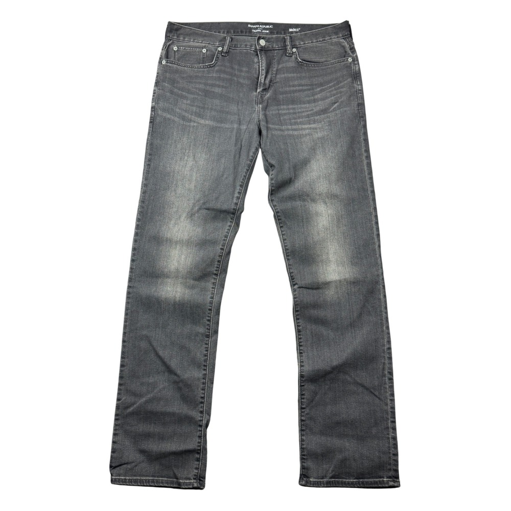 Banana Republic Travel Jean Mens 34x34 (36x33) Slim Fit Gray Faded Denim Pants